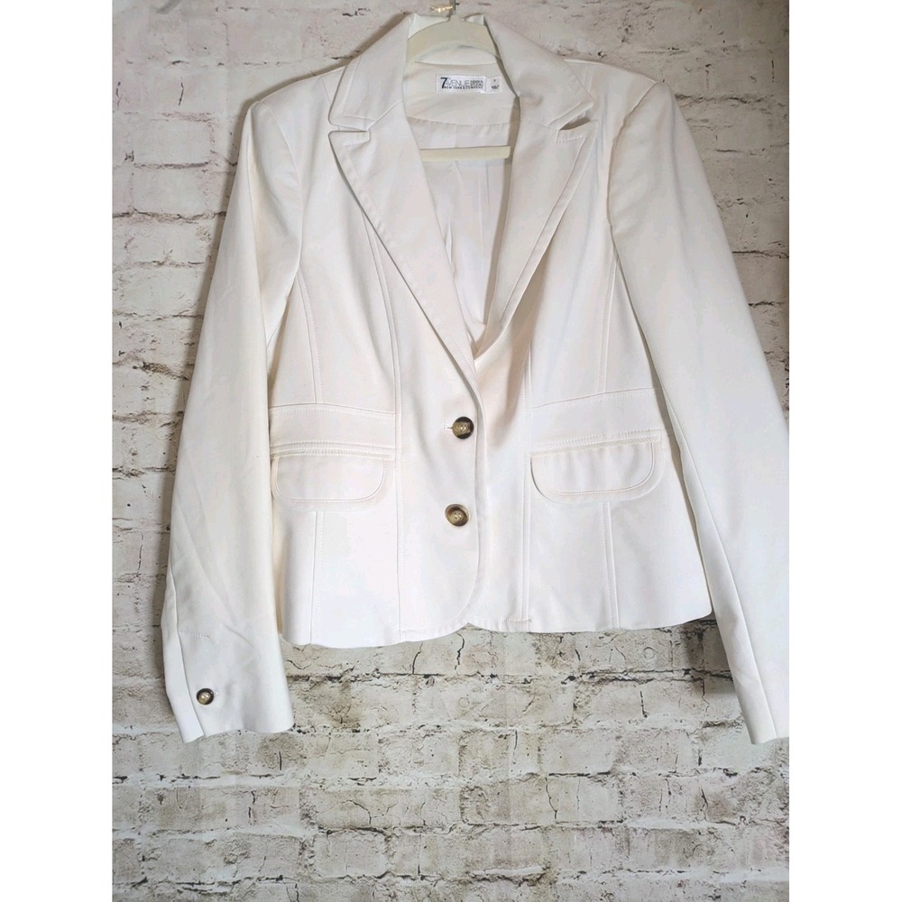 7th Avenue Blazer 8 In Bright White Two Button Stretchy Casual Work Wear Cotton